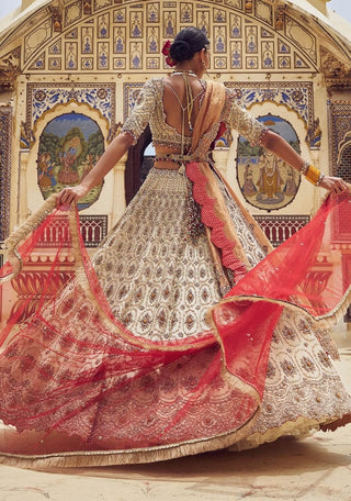 Gold Bridal Lehenga Choli Set by Nitika Gujral available on Indiaspopup.com