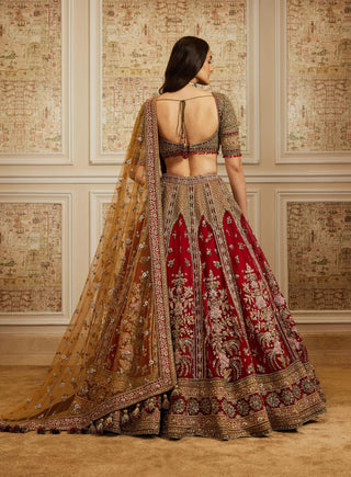 Noura red lehenga set