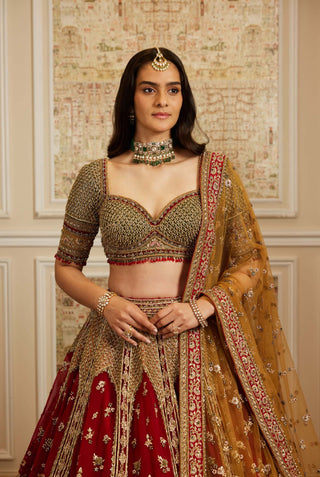 Noura red lehenga set