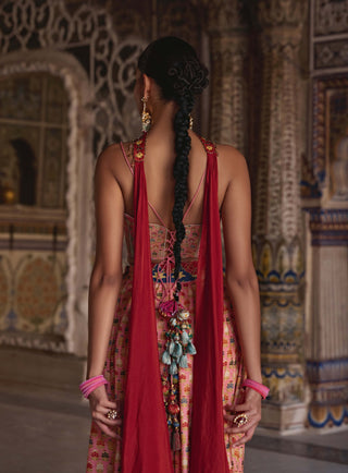 Saima Sunset Orange Sharara Set by Kalista available on Indiaspopup