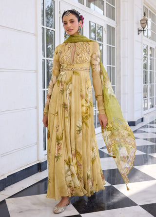 Tarini beige anarkali and dupatta