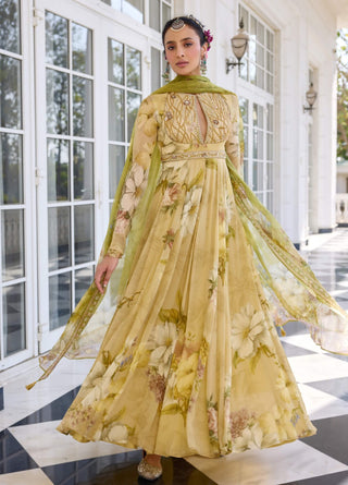 Tarini beige anarkali and dupatta