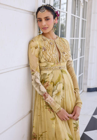 Tarini beige anarkali and dupatta