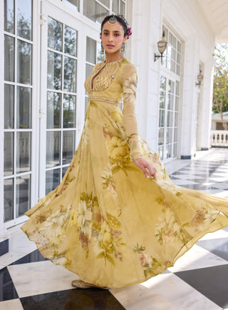 Tarini beige anarkali and dupatta