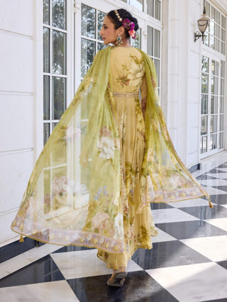 Tarini beige anarkali and dupatta