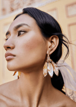 Outhouse-Rose Gold Serefina Drop Earrings-INDIASPOPUP.COM