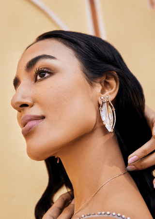 Outhouse-Rose Gold Serefina Stud Earrings-INDIASPOPUP.COM