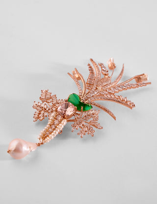 Outhouse-Rose Gold Sunset Palm Brooch-INDIASPOPUP.COM