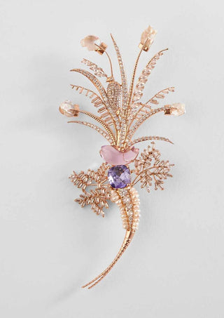 Outhouse-Rose Gold Sunset Palm Brooch-INDIASPOPUP.COM