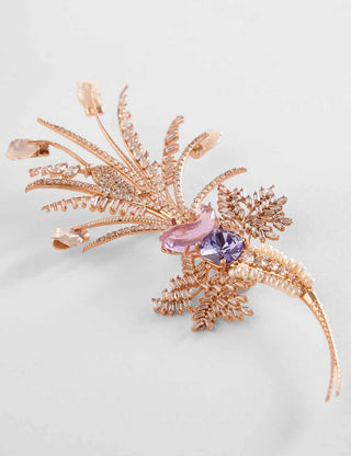 Outhouse-Rose Gold Sunset Palm Brooch-INDIASPOPUP.COM