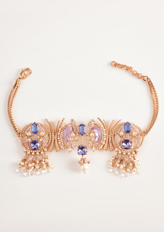 Outhouse-Rose Gold Palmetto Choker-INDIASPOPUP.COM