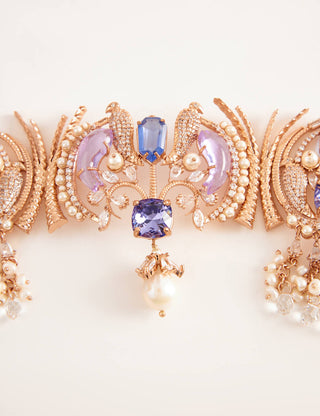 Outhouse-Rose Gold Palmetto Choker-INDIASPOPUP.COM