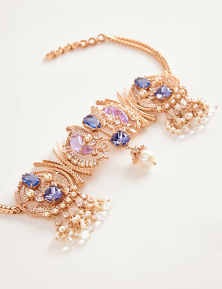Outhouse-Rose Gold Palmetto Choker-INDIASPOPUP.COM