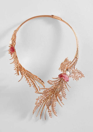 Outhouse-Rose Gold Sunset Palm Open Choker-INDIASPOPUP.COM
