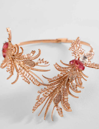 Outhouse-Rose Gold Sunset Palm Open Choker-INDIASPOPUP.COM