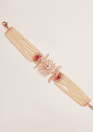 Outhouse-Rose Gold Double Fish Choker-INDIASPOPUP.COM