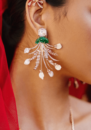 Outhouse-Rose Gold Royal Palm Earrings-INDIASPOPUP.COM