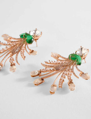 Outhouse-Rose Gold Royal Palm Earrings-INDIASPOPUP.COM