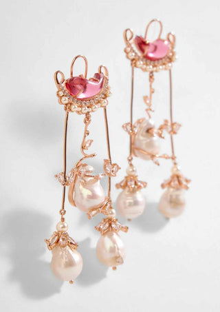Outhouse-Rose Gold Cleo Dewdrop Earrings-INDIASPOPUP.COM