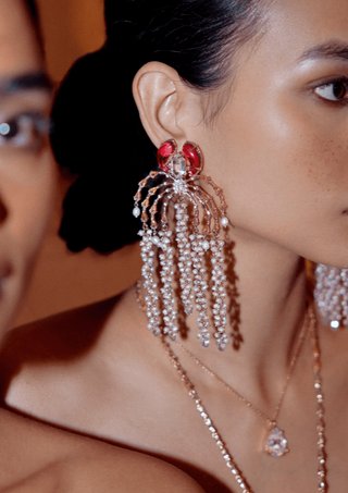 Outhouse-Rose Gold Faena Dewdrop Earrings-INDIASPOPUP.COM