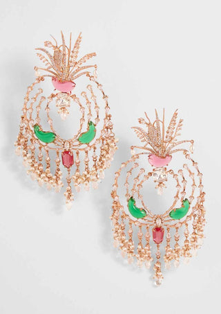 Outhouse-Rose Gold Palm Le Grande Earrings-INDIASPOPUP.COM
