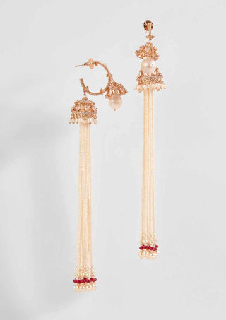 Outhouse-Rose Gold Paloma Pearl Couture Hoops-INDIASPOPUP.COM