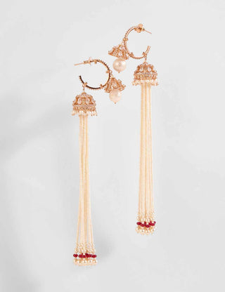 Outhouse-Rose Gold Paloma Pearl Couture Hoops-INDIASPOPUP.COM