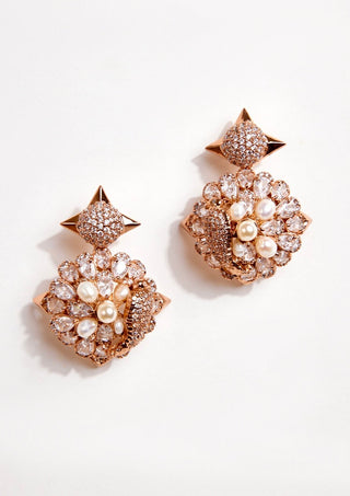 Outhouse-Rose Gold Siene Earrings-INDIASPOPUP.COM