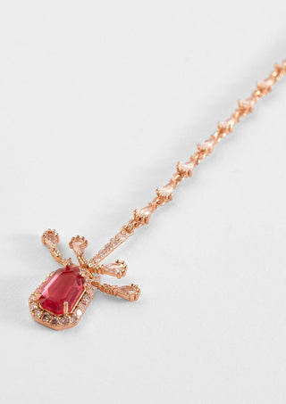 Outhouse-Rose Gold Faena Mini Maang Tikka-INDIASPOPUP.COM