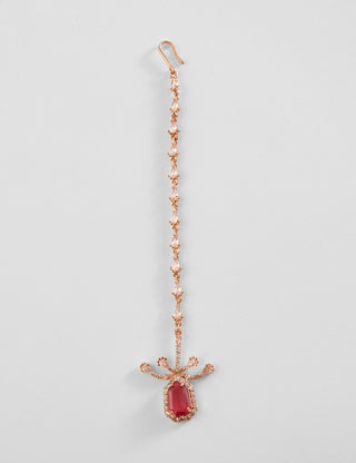 Outhouse-Rose Gold Faena Mini Maang Tikka-INDIASPOPUP.COM