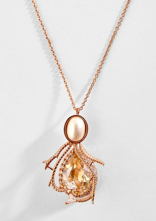 Outhouse-Rose Gold Paloma Pearl Pendant-INDIASPOPUP.COM