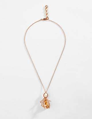 Outhouse-Rose Gold Paloma Pearl Pendant-INDIASPOPUP.COM