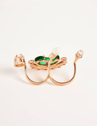 Outhouse-Rose Gold Le Cleo Double Ring-INDIASPOPUP.COM