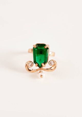 Outhouse-Jade Green Aena Gemstone Ring-INDIASPOPUP.COM