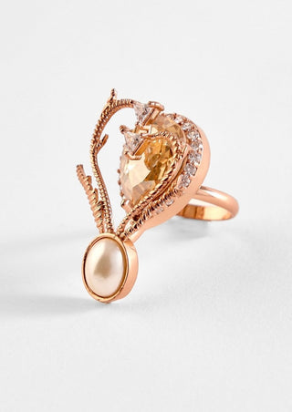 Outhouse-Rose Gold Paloma Pearl Ring-INDIASPOPUP.COM