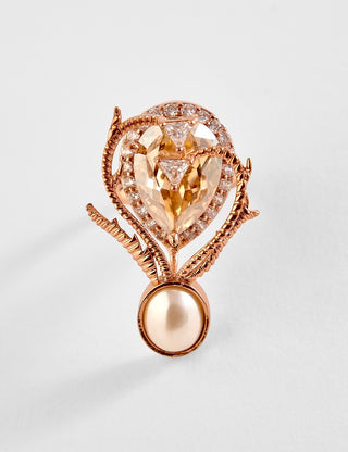 Outhouse-Rose Gold Paloma Pearl Ring-INDIASPOPUP.COM