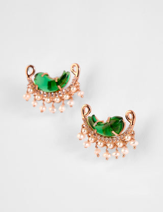 Outhouse-Rose Gold Le Cleo Stud Earrings-INDIASPOPUP.COM