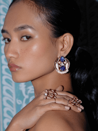 Outhouse-Rose Gold Palmetto Earrings-INDIASPOPUP.COM