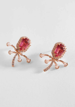 Outhouse-Rose Gold Faena Mini Stud Earrings-INDIASPOPUP.COM
