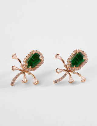 Outhouse-Emerald Green Faena Mini Stud Earrings-INDIASPOPUP.COM