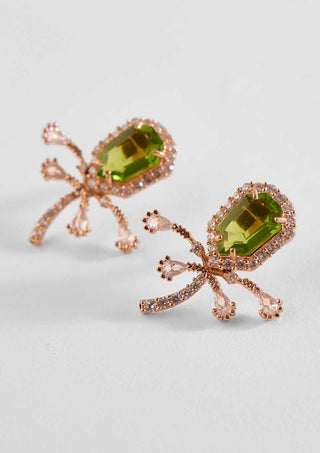 Outhouse-Jade Green Faena Mini Stud Earrings-INDIASPOPUP.COM