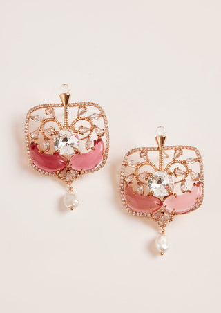 Outhouse-Rose Gold Praia Earrings-INDIASPOPUP.COM