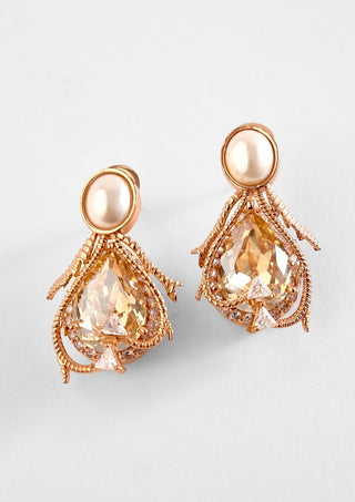 Outhouse-Rose Gold Paloma Pearl Stud Earrings-INDIASPOPUP.COM