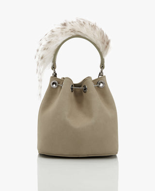 Outhouse Wolf Grey Quill Poppi Bucket Bag available on indiaspopup