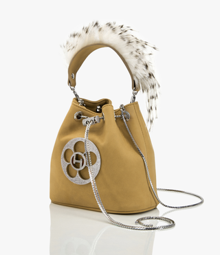 Outhouse Fawn Brown Quill Poppi Bucket Bag available on indiaspopup