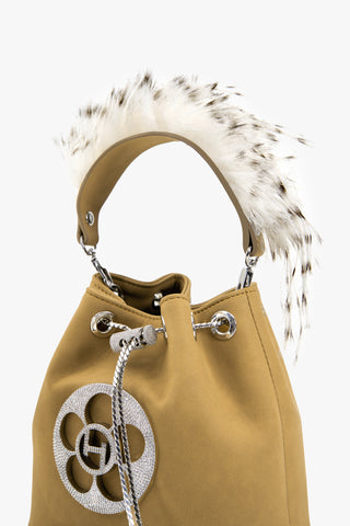 Outhouse Fawn Brown Quill Poppi Bucket Bag available on indiaspopup