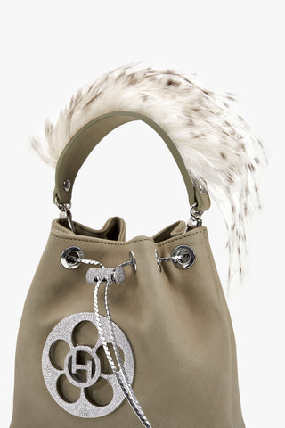 Outhouse Wolf Grey Quill Poppi Bucket Bag available on indiaspopup