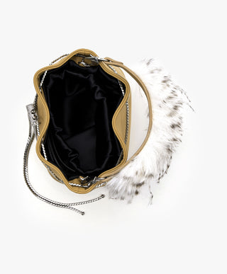 Outhouse Fawn Brown Quill Poppi Bucket Bag available on indiaspopup