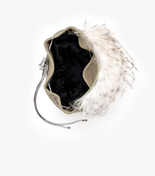 Outhouse Wolf Grey Quill Poppi Bucket Bag available on indiaspopup