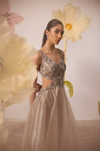 Orchid Gray Gown by Roqa available on Indiaspopup.com